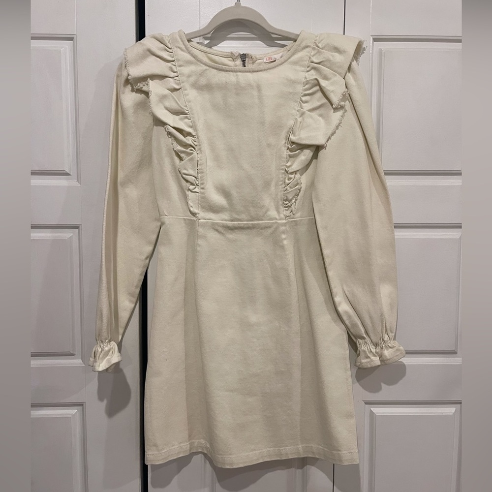 Denim Ruffle Mini Dress